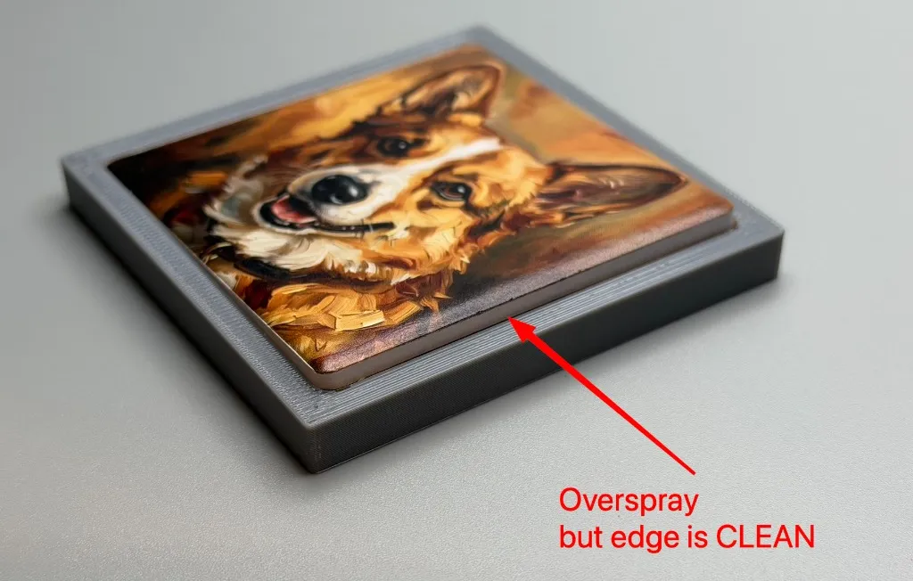 TPU Overspray Mask keeping magnet edges clean despite heavy overspray bleeding